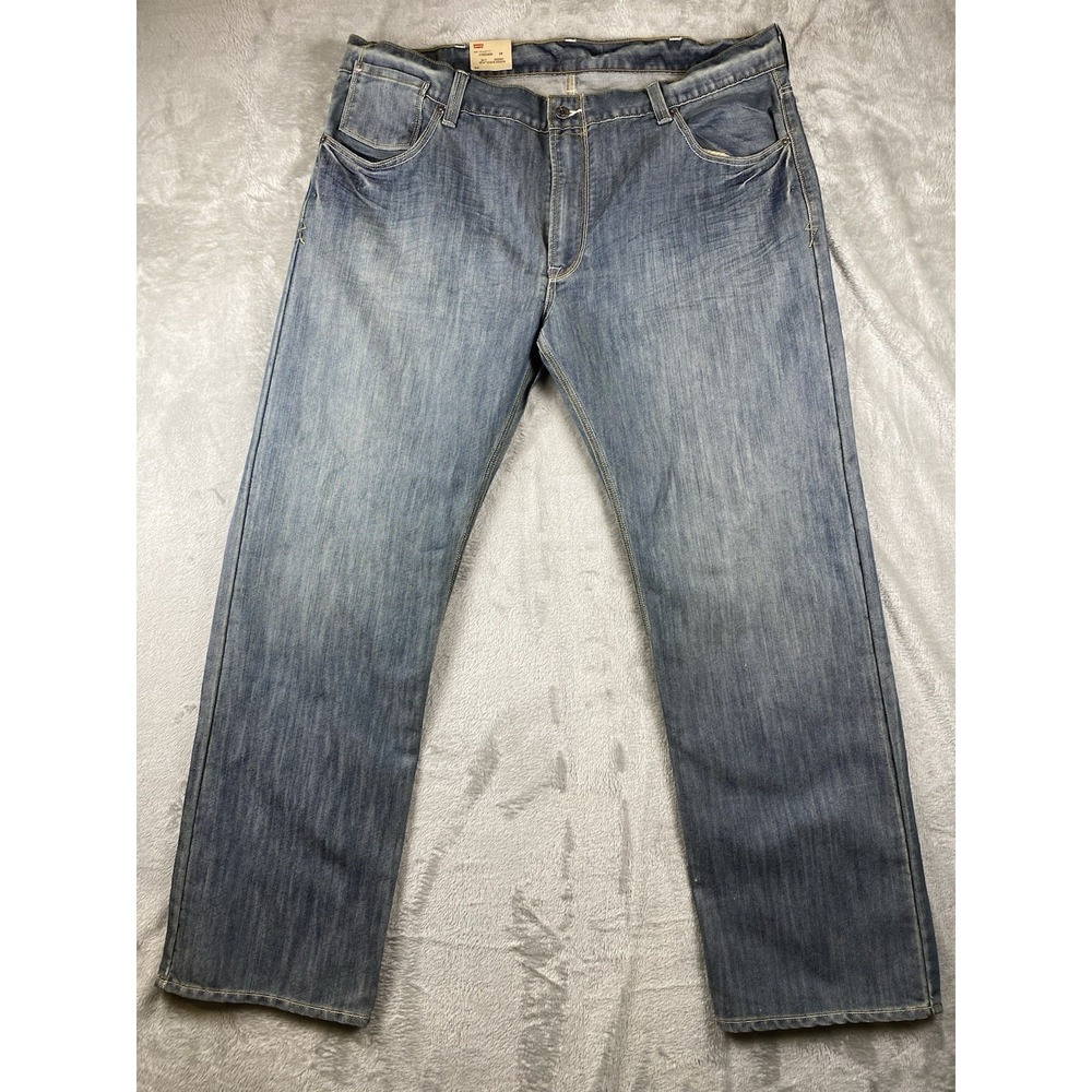 Levis 514 Men's Jeans Straight Fit 42X32 Blue Denim Med Wash Red Tab Unique NWT